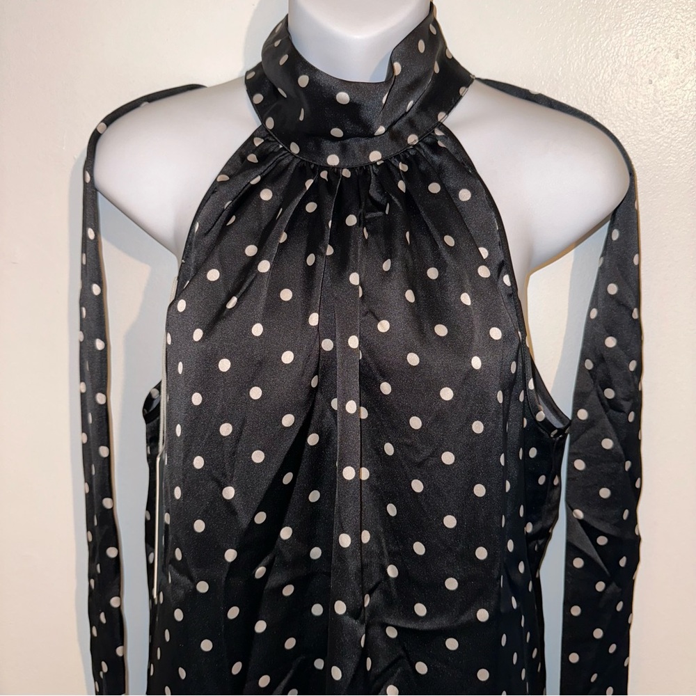 Joie Women’s Black top with white polka dots size Large 🆕 - Picture 4 of 15